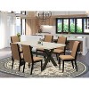 HomeStock 7-Piece Natural Oak Finish Solid Wood Top Dining Table with 6-Parson Chairs - 2 of 4