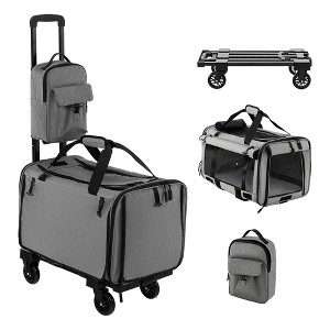 Munora - 23" Gray Rolling Cat Carrier with Litter Bag and Dual-use Pads - 1 of 4