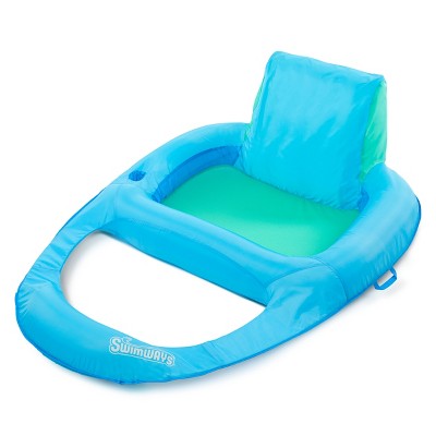 SwimWays Spring Float Premium XL Recliner Chair for Swimming Pool, Inflatable Pool Floats Adult with Fast Inflation, Cup Holder & Foot Rest, Supports