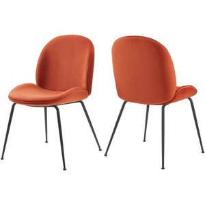 Modway Scoop Black Powder Coated Steel Leg Performance Velvet Dining Chairs - Set of 2 - 1 of 2