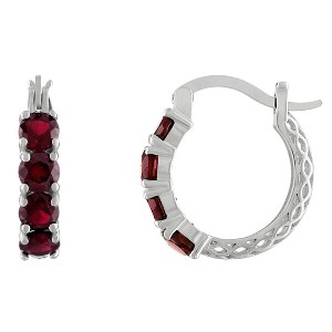 Designs by Gioelli Sterling Silver Gemstone Hoop Earrings - 1 of 2