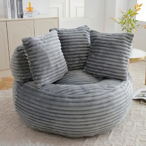 Lazy Bean Bag Sofa with 3 Pillows, Oversized High Back Lounge Chair for Adults & Kids, Corduroy Floor Couch for Gaming, Reading & Bedroom - 1 of 4