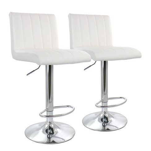 Elama 2 Piece Tufted Faux Leather Adjustable Bar Stool With Chrome