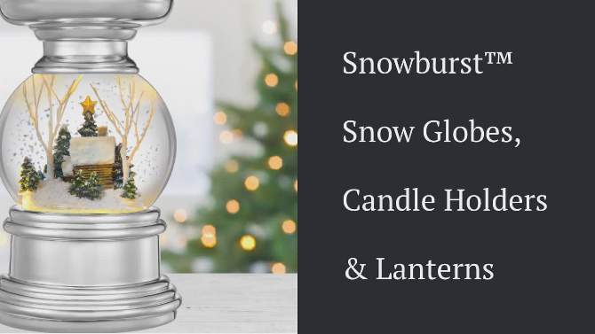 Snow Burst LED Christmas Snow Globe Candle Holder Log Cabin Decorative Holiday Scene Props - Haute D&#233;cor, 2 of 5, play video