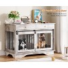 47'' Wooden Dog Crate Furniture, Heavy Duty Dog Kennel Indoor with 2 Barn Doors, 2 Storage Draws & Removable Divider for Home - 2 of 4