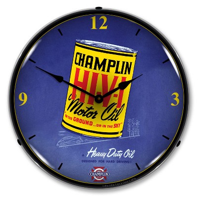 Collectable Sign & Clock | Champlin Oil LED Wall Clock Retro/Vintage, Lighted