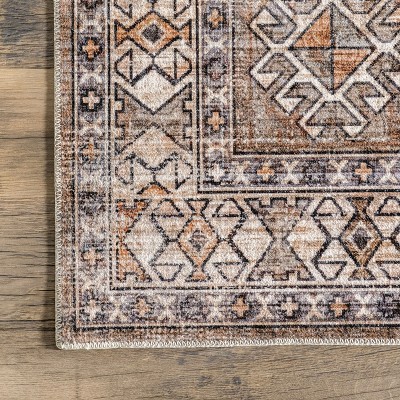 Mae 8' x 10' Brown Synthetic Oriental Washable Area Rug