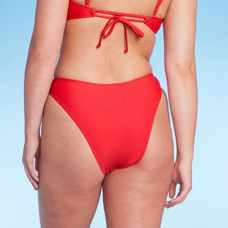Women's Low-Rise Super Cheeky Extra High Leg Bikini Bottom - Wild Fable™ Red, 6 of 7