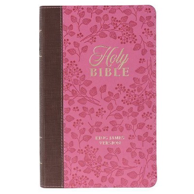 KJV Giant Print Bible Two-Tone Brown/Pink Faux Leather - (Leather Bound)