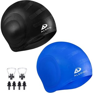 DSANE 2 Pack Kids Swim Caps for Boys Girls, Durable Silicone Swimming Cap with 3D Ear Pockets for Age 3-15 Toddler Child Youth Teen Unisex - 1 of 1
