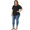 Women's Plus Size Crew Neck Short Sleeve Flowy Pleated Dressy Casual Tunic Blouses - Agnes Orinda - 3 of 4