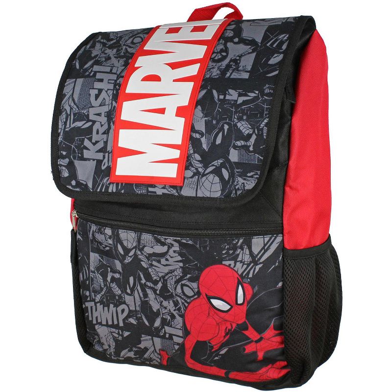Marvel Spiderman Backpack Front Flap Compartment Travel School Laptop Backpack Black, 1 of 8