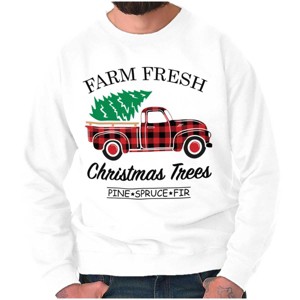 Farm Fresh Christmas Tree Plaid Truck Sweatshirt for Men or Women Brisco Brands - 1 of 4