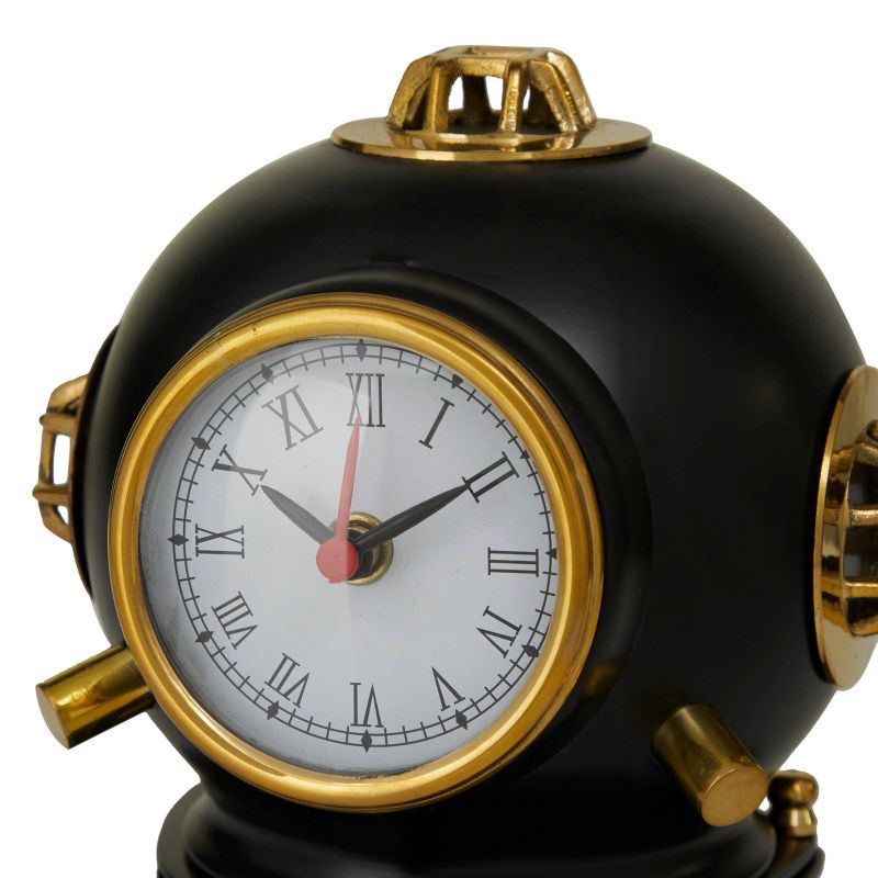 8"x8" Brass Diver Helmet Clock - Olivia & May, 3 of 6