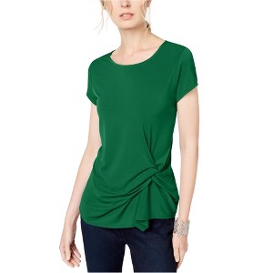I.N.C International Concepts Womens Twist Front Basic T-Shirt, Green, Medium - 1 of 1