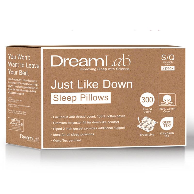 King Set of 2 Just Like Down Pillows for Back Stomach or Side Sleepers - DreamLab, 5 of 6