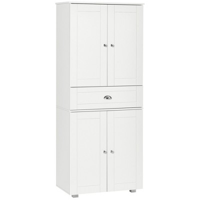 72" Tall Kitchen Pantry Storage Cabinet, Freestanding 2 Double-Door Cabinets and Center Drawer with Adjustable Shelves for Home Use