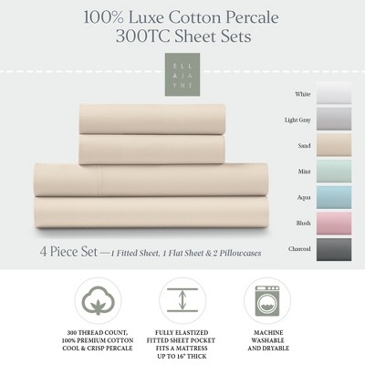 Ella Jayne 100% Cotton Percale Cool and Crisp Deep Pocket Sheet Set