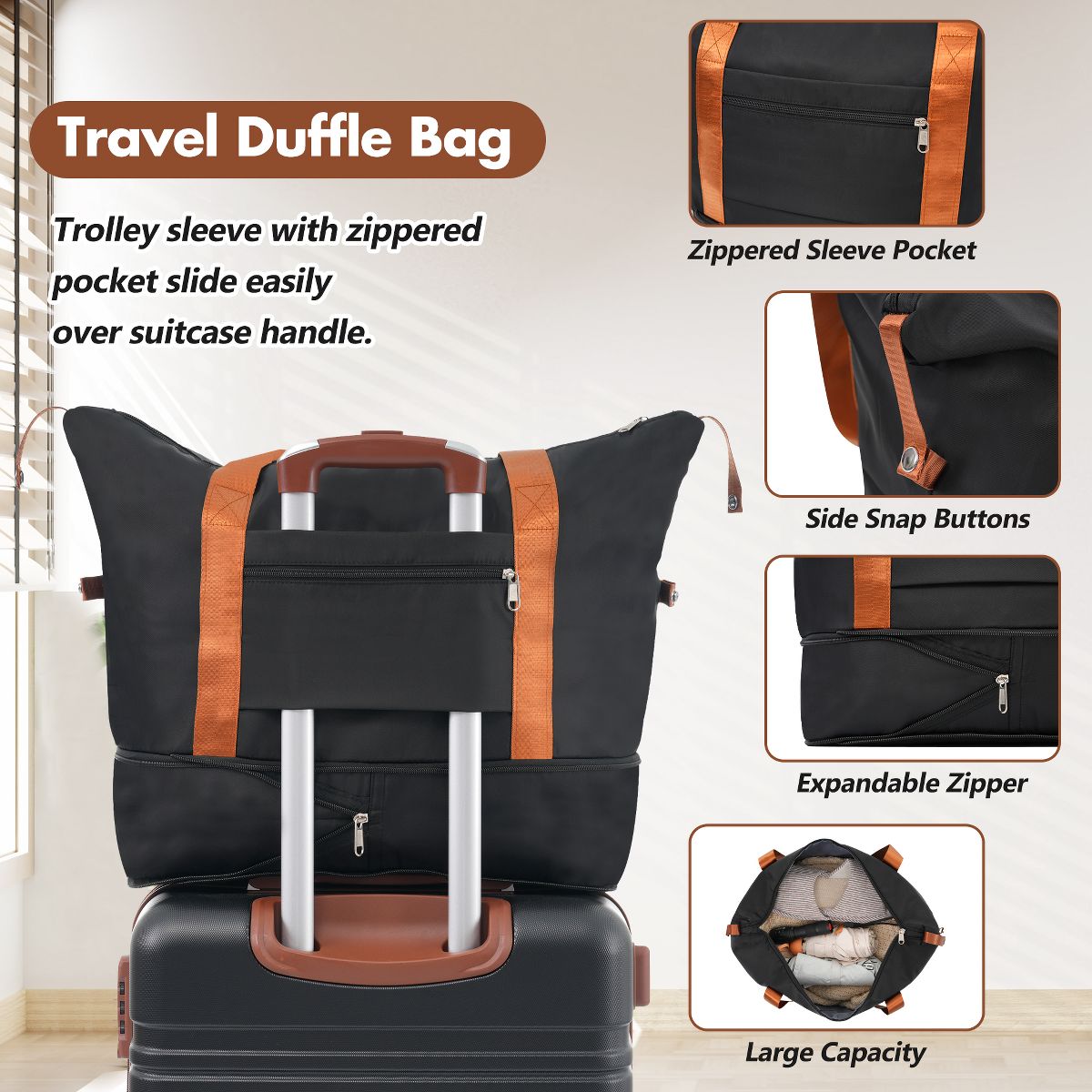 Polibi Luggage Set 3 Pieces with 28 Inch Luggage, a Travel Duffel Bag and a Toiletry Bag - thumbnail 6