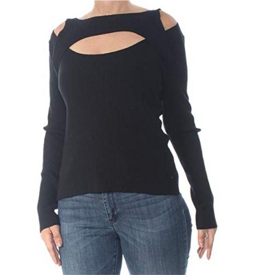 bar III Womens Cutout Ribbed Pullover Sweater