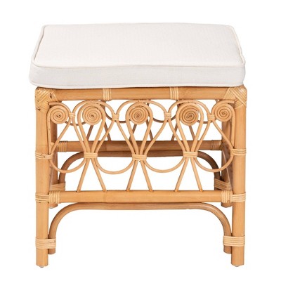 Ibiza Natural Rattan Bohemian Footstool with Foam Cushion