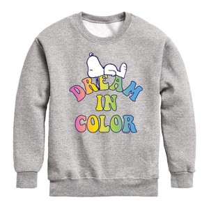 Boys' - Peanuts - Dream In Color Graphic Long Sleeve Fleece Sweatshirt - 1 of 4