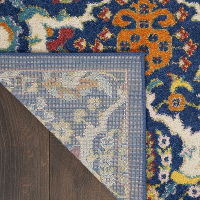 Navy Multicolor Floral Boho 8' x 10' Synthetic Area Rug