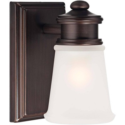 Minka Lavery Rustic Wall Light Sconce Brushed Bronze Hardwired 4 1/2" Fixture Etched White Glass Shade for Bedroom Bathroom Vanity