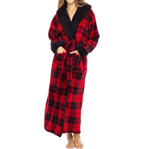 ADR Women's Robe Plush Fleece with Hood, Full Length Hooded Bathrobe Woman - 1 of 4