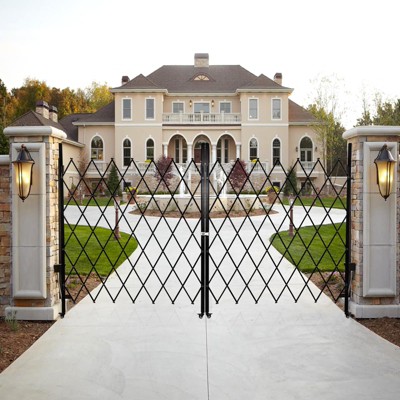 Double Folding Security Door,Portable Flexible Expandable Fence Gate, Steel Accordion Security Gate