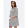 EXLURA Women's 2025 Summer Oversized Short Sleeve T Shirt Dress Casual Crew Neck Striped Tops Loose Sundress with Pockets - 4 of 4
