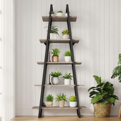 5 Tier Bookshelf, 71 Inch High Ladder Shelf, Tall Bookcase Shelf Storage Rack Organizer, Open Standing Display Shelves