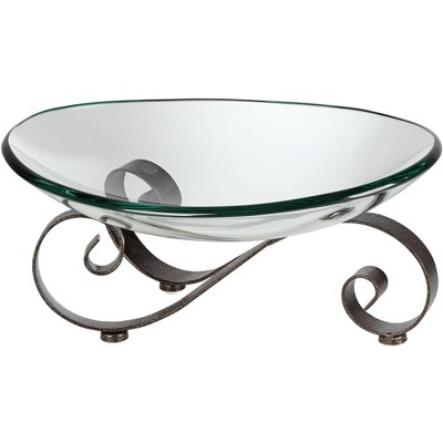 Kensington Hill Iron Scroll Stand with Oval Glass Bowl
