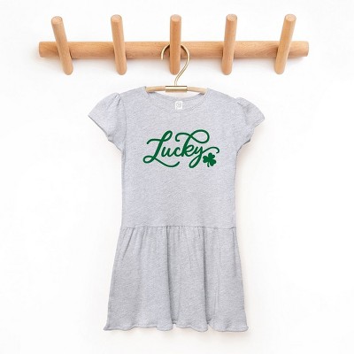 The Juniper Shop Cursive Lucky Clover Toddler Graphic Dress