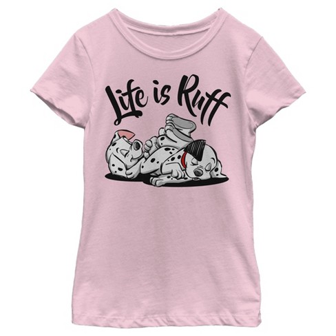 Girl's One Hundred And One Dalmatians Life Is Ruff T-shirt - Light Pink ...