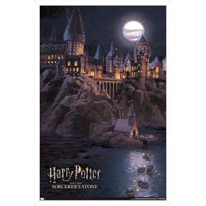 Trends International Harry Potter and the Sorcerer's Stone - Hogwarts at Night Framed Wall Poster Prints - 1 of 4