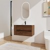 SEVOBAL Bathroom Storage Cabinets, Wall Mounting Bathroom Vanity With Ceramic Sink, Soft Close Drawer, Brown, 35.88"*18.31"*19.69" - 2 of 4