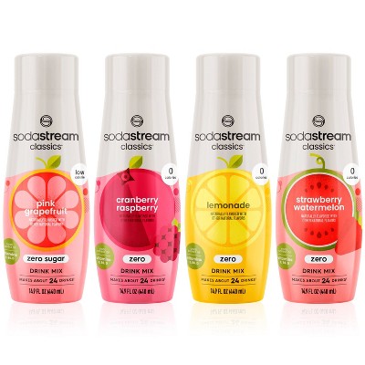 SodaStream Variety Pack Drink Mixes 0 Calories 14.9 fl oz/4pk: Diet Syrup, Lemon Flavor, Liquid Concentrate, Soda Streamer