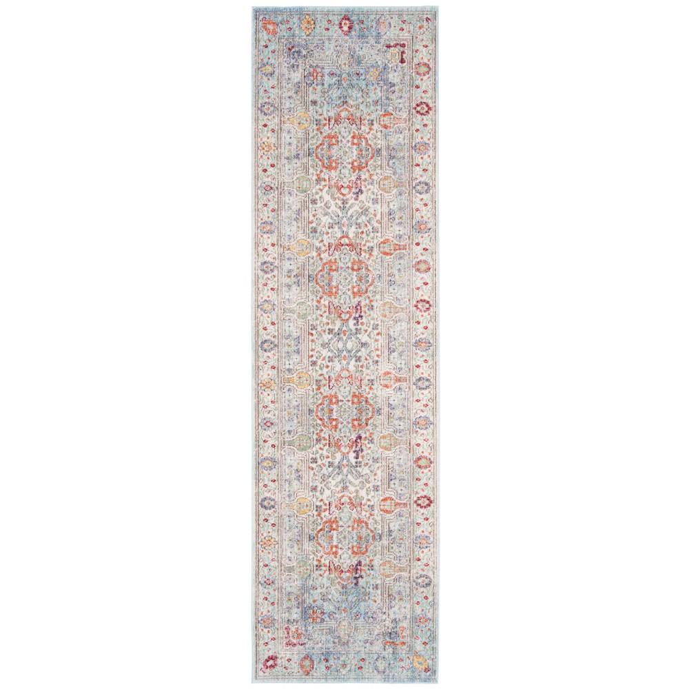  Loomed Floral Runner Rug Blue