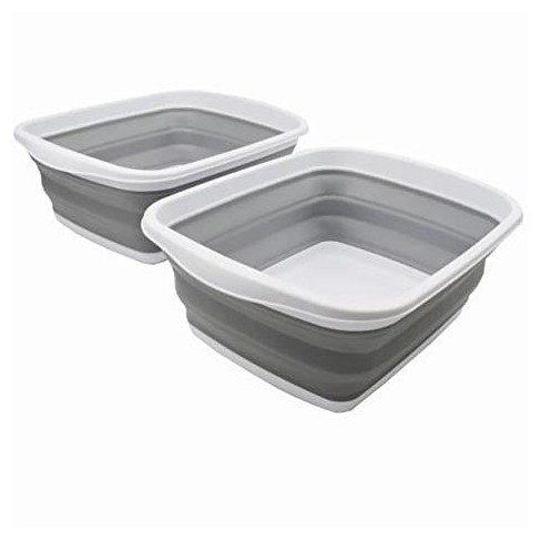 SAMMART Collapsible Rectangular Handy Basket Set Of 2 - 10L (2.6 Gallon) Capacity, Grey 12 thumbnail image