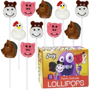 Zeesy Farm Animal Lollipops – 12 Pack Individually Wrapped Candy for Farm Birthday Party Favors & Baby Showers - 1 of 4