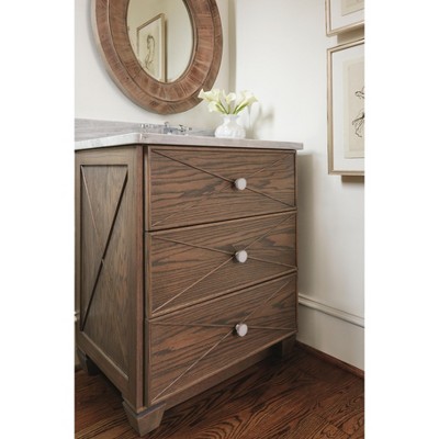 Polished Nickel and Frosted Round Cabinet Knob with Mounting Hardware