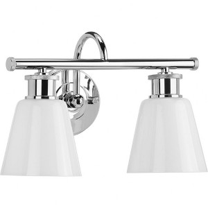 Progress Lighting Ashford 2-Light Brushed Nickel Opal Glass Farmhouse Bath Vanity Light - 1 of 2