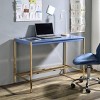 INFURNIC Writing Desk Modern Rectangular Desk with Gold Metal Base for Stylish Minimalist Workspace , Gold Blue, 20"*42"*30" - 4 of 4