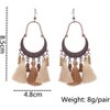 Handmade Bohemian Wood Bead Earrings, Natural Geometric Tassel Dangle Drop Hoops for Women - 3 of 4
