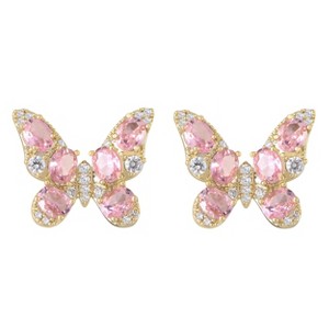 Anna-Kaci 14K Gold Plated Zircon Butterfly Stud Earrings Solid 925 Sterling Silver Post for Women - 1 of 4