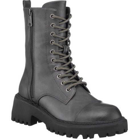 GC Shoes McKay Black 6 Lace Up Zipper Accent Combat Boots