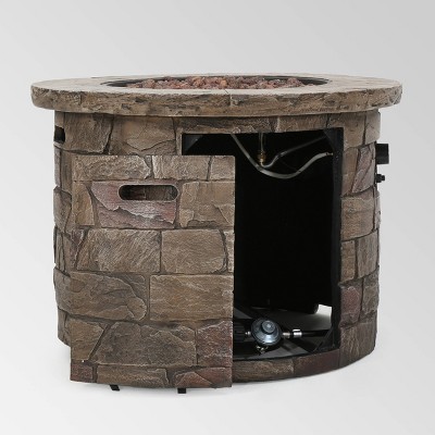 Stillwater 33" Circular Natural Stone Gas Fire Pit