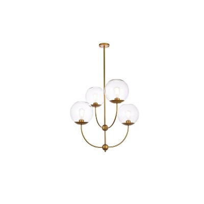 Elegant Lighting Lennon 31.5 inch pendant in brass with clear shade