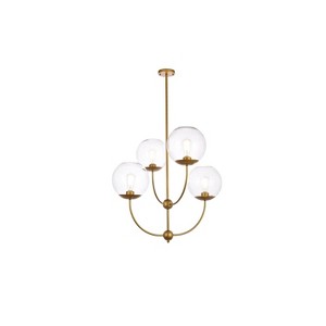 Elegant Lighting Lennon 31.5 inch pendant in brass with clear shade - 1 of 4